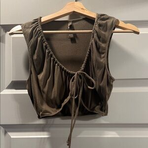 SKIMS Olive Tie-Front Crop Top
